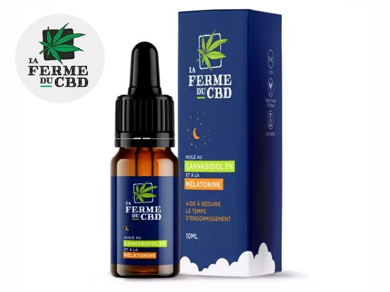 Huile CBD Huile Mélatonine CBD CBN 5% bio La Ferme du CBD