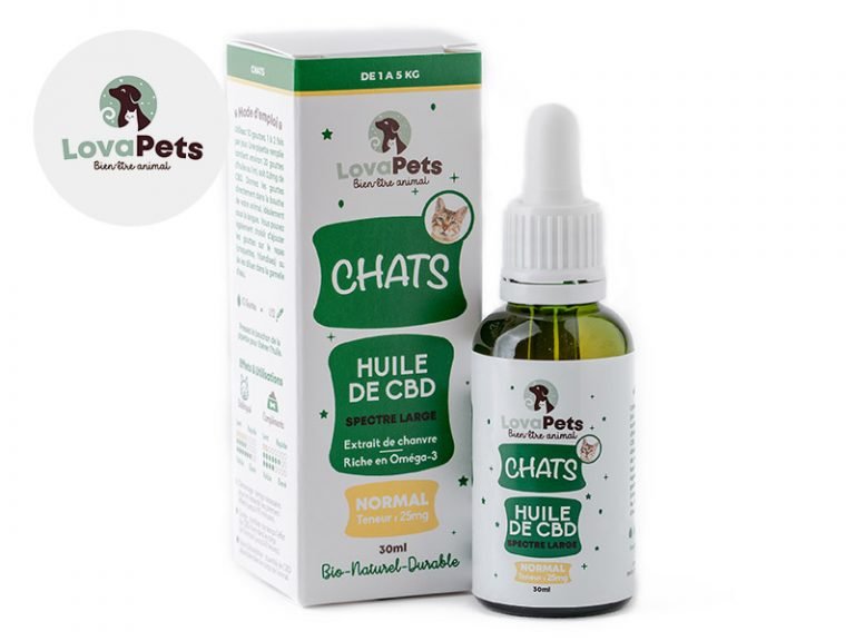 Huile CBD pour animaux Huile CBD Chat 0.8% LovaPets 30ml